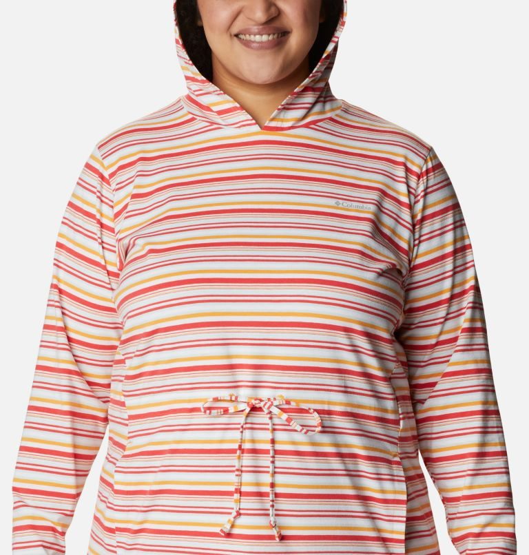 Women's Columbia Sun Trek Hooded Coverup Dress Stripe | Plus Size CA-T4351